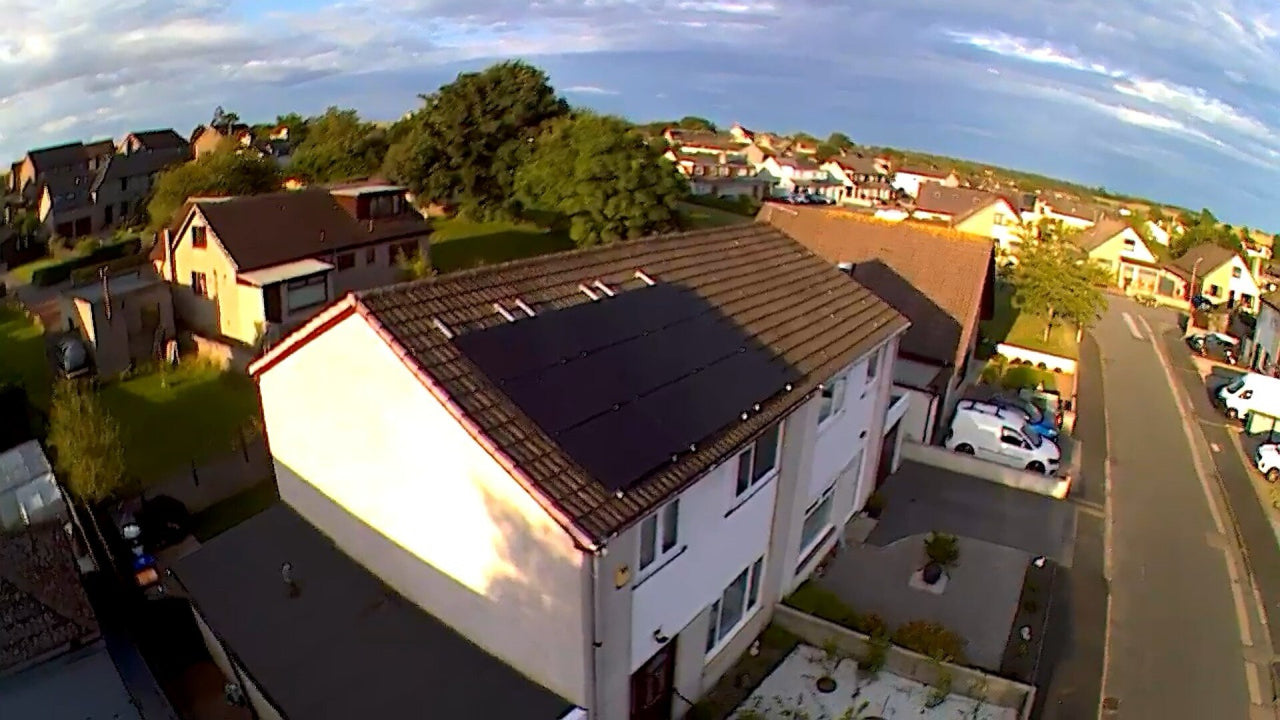 Solar panel setup on residential roof