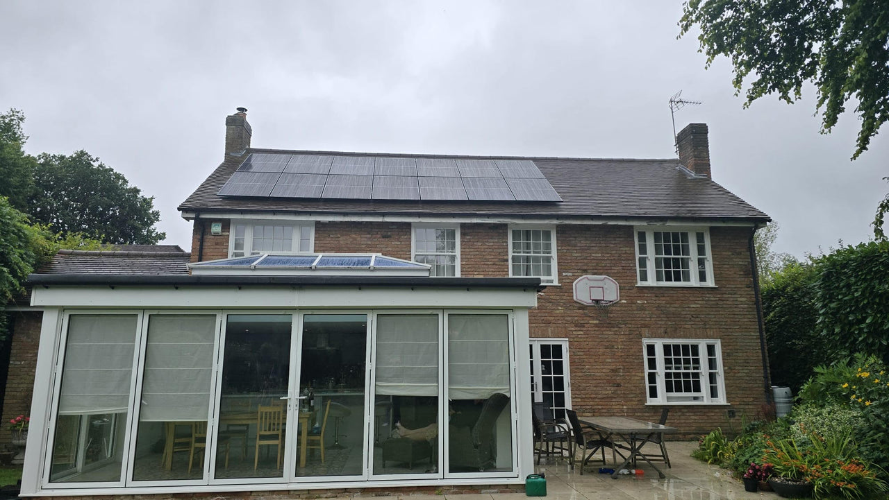 House with solar panels on the roof