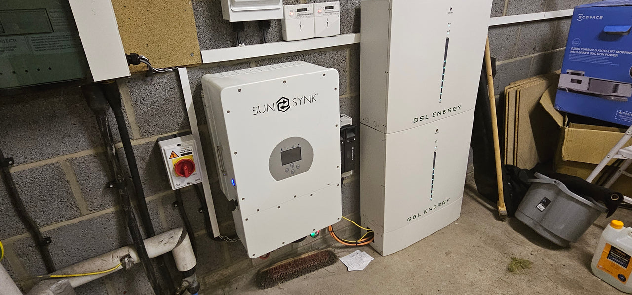 Fully Installed Package - Sunsynk 5kW Hybrid | Floor Mounted | Indoor | On/Off Grid | Ave £258/kW | Price shown is the 0% VAT price | Delivery included