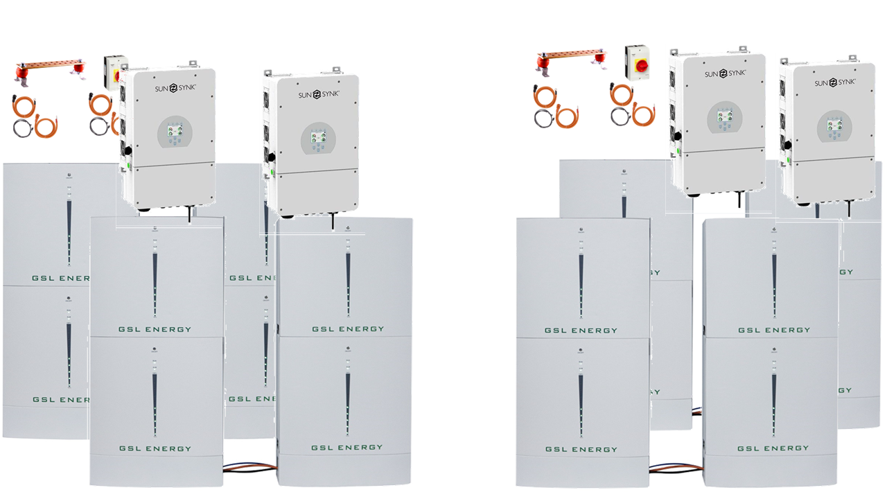 Commercial Battery Storage kit: 4 X Sunsynk ECCO 10Kw 3ph Hybrid 163.84kWh Storage, up to 52kw of solar/wind