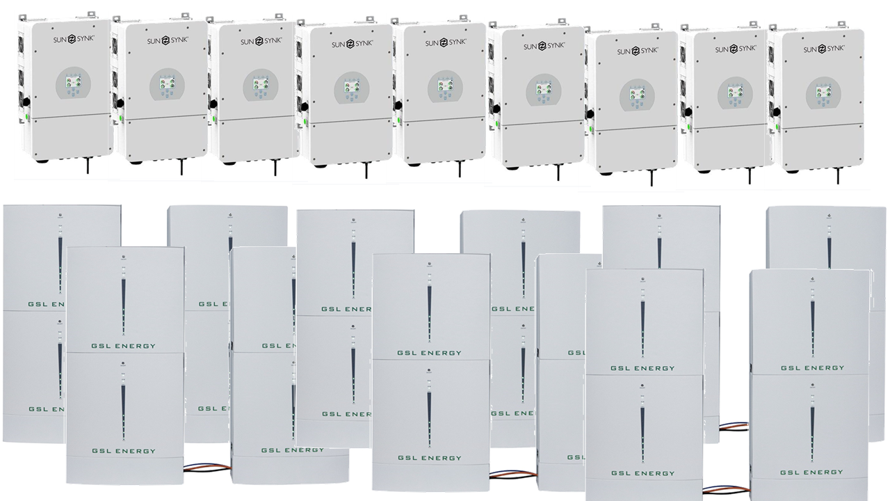 Commercial Battery Storage kit: 9 X Sunsynk ECCO 8Kw Hybrid 368.64kwh Storage 1ph or 3ph, up to 93.6kw of solar/wind £90,275 + VAT